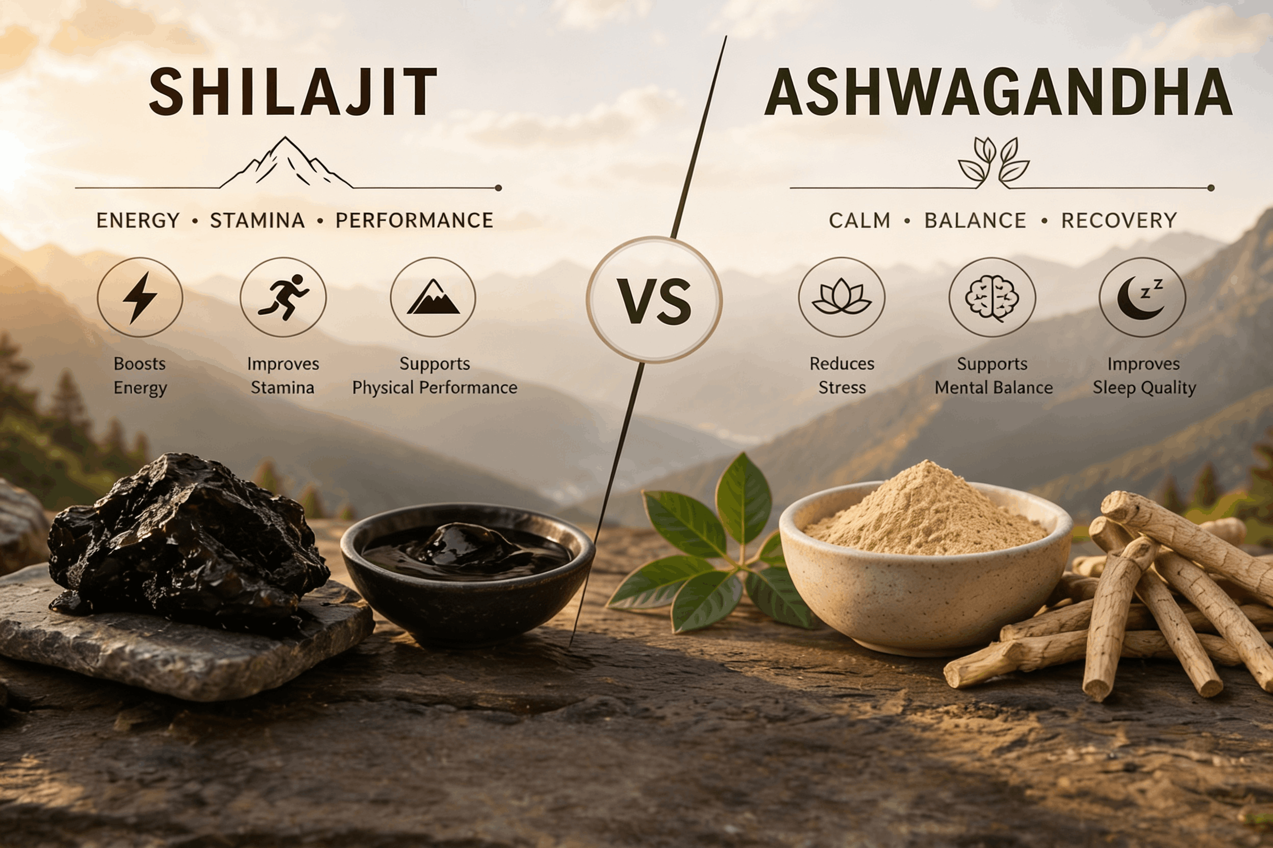 Shilajit vs ashwagandha: how two of ayurveda's greatest herbs differ and why you may not need to choose