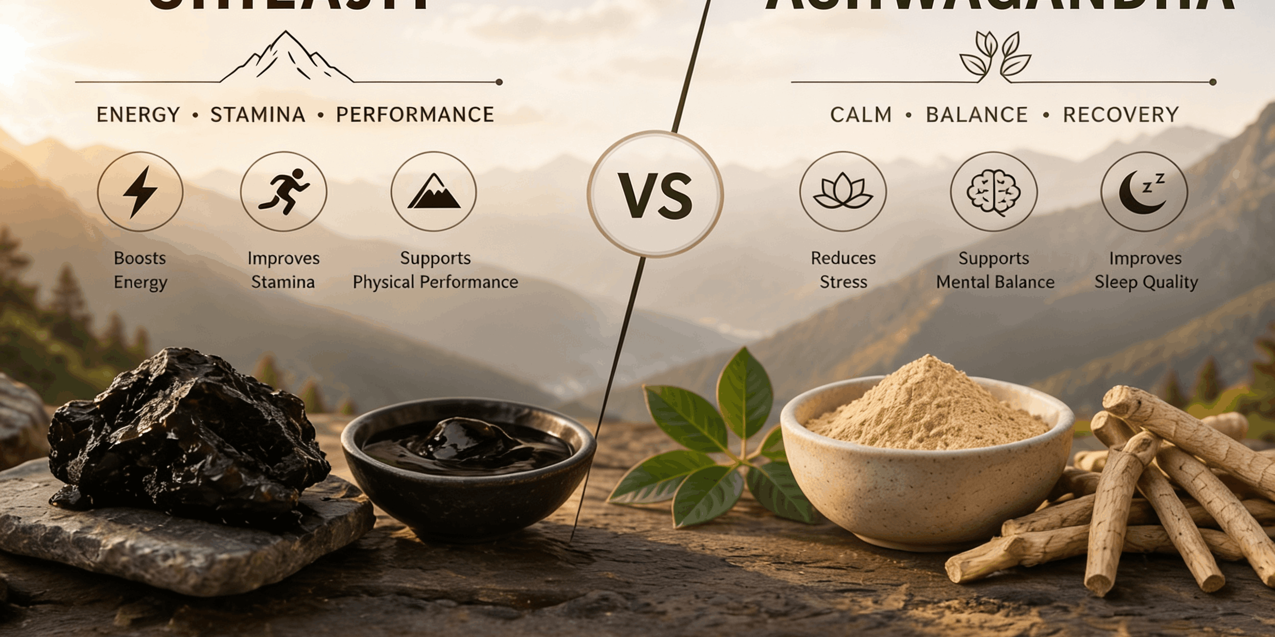 Shilajit vs ashwagandha: how two of ayurveda's greatest herbs differ and why you may not need to choose