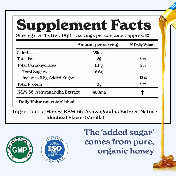 AGHSVF30-UK AGHSVF30X2-UK - KSM-66 Ashwagandha Honey Sticks